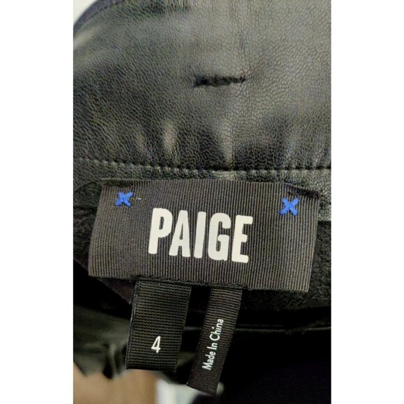 Paige Women's Black Faux Leather Straight-Leg Pants Size 4 - Picture 5 of 10